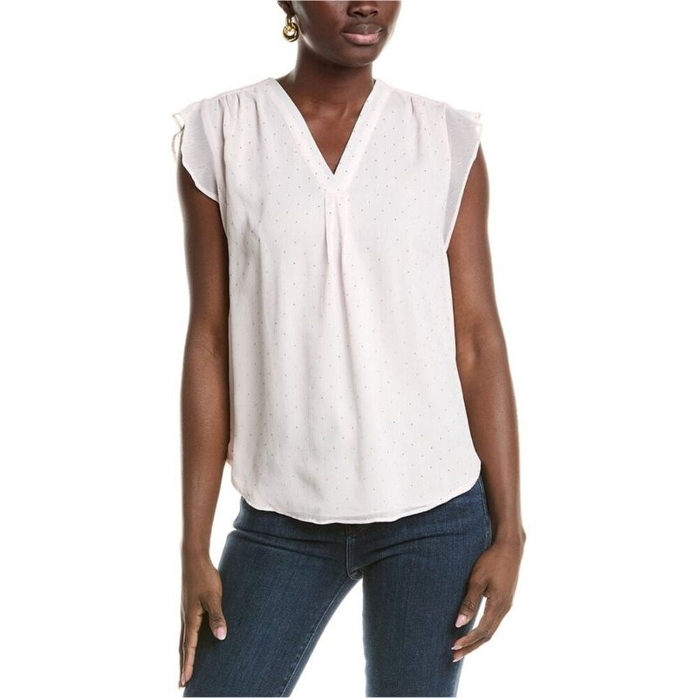 Vince Camuto Womens Rhinestone Ruffled Blouse, NWT